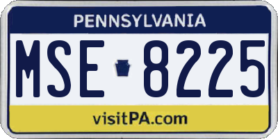 PA license plate MSE8225