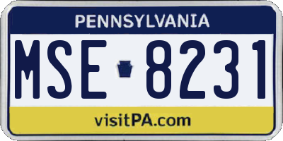 PA license plate MSE8231