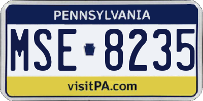 PA license plate MSE8235