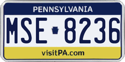 PA license plate MSE8236