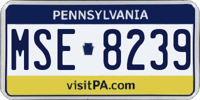 PA license plate MSE8239