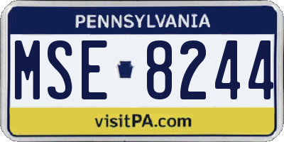 PA license plate MSE8244