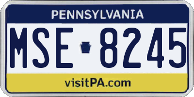 PA license plate MSE8245