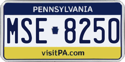 PA license plate MSE8250
