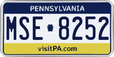 PA license plate MSE8252