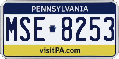 PA license plate MSE8253