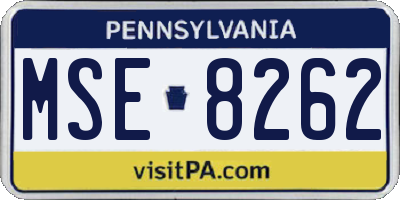 PA license plate MSE8262