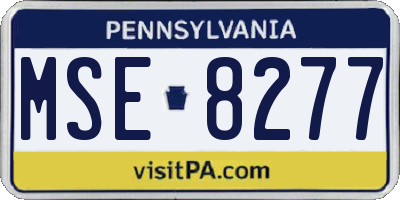 PA license plate MSE8277