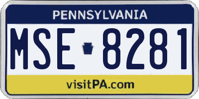 PA license plate MSE8281