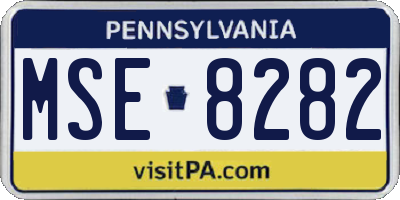 PA license plate MSE8282
