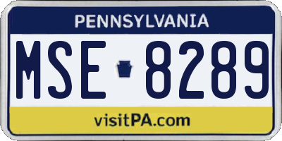PA license plate MSE8289