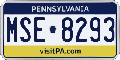 PA license plate MSE8293