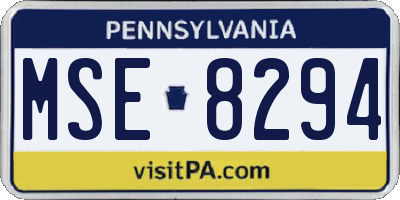 PA license plate MSE8294