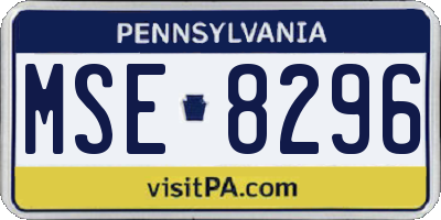 PA license plate MSE8296