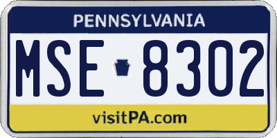 PA license plate MSE8302