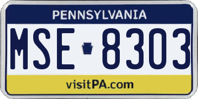 PA license plate MSE8303