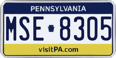 PA license plate MSE8305
