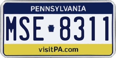 PA license plate MSE8311