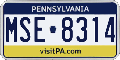 PA license plate MSE8314