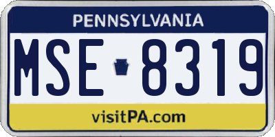 PA license plate MSE8319
