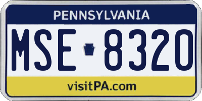 PA license plate MSE8320