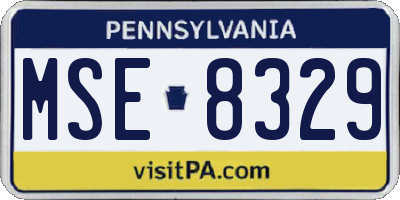 PA license plate MSE8329