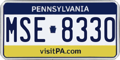 PA license plate MSE8330