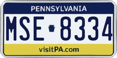 PA license plate MSE8334