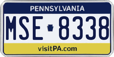 PA license plate MSE8338
