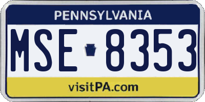 PA license plate MSE8353