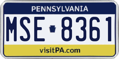 PA license plate MSE8361