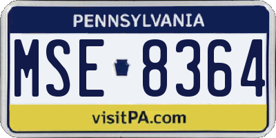 PA license plate MSE8364