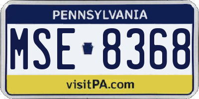 PA license plate MSE8368