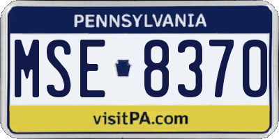 PA license plate MSE8370