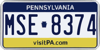 PA license plate MSE8374