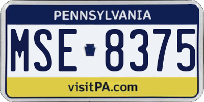 PA license plate MSE8375