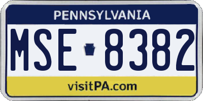 PA license plate MSE8382