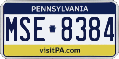 PA license plate MSE8384