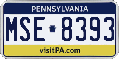 PA license plate MSE8393