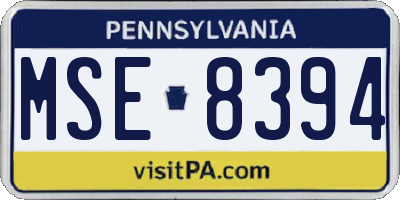PA license plate MSE8394