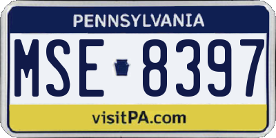 PA license plate MSE8397