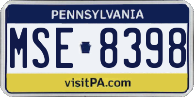 PA license plate MSE8398