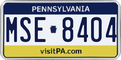 PA license plate MSE8404