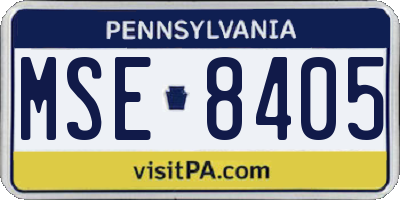 PA license plate MSE8405