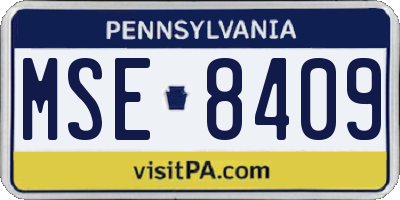 PA license plate MSE8409