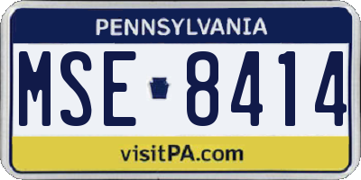 PA license plate MSE8414