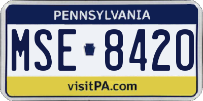 PA license plate MSE8420