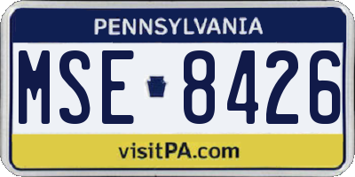PA license plate MSE8426