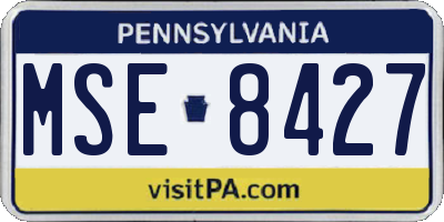 PA license plate MSE8427