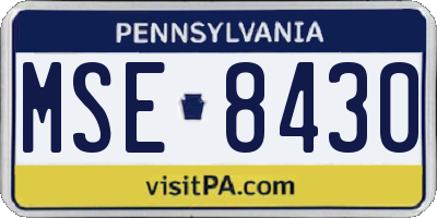 PA license plate MSE8430